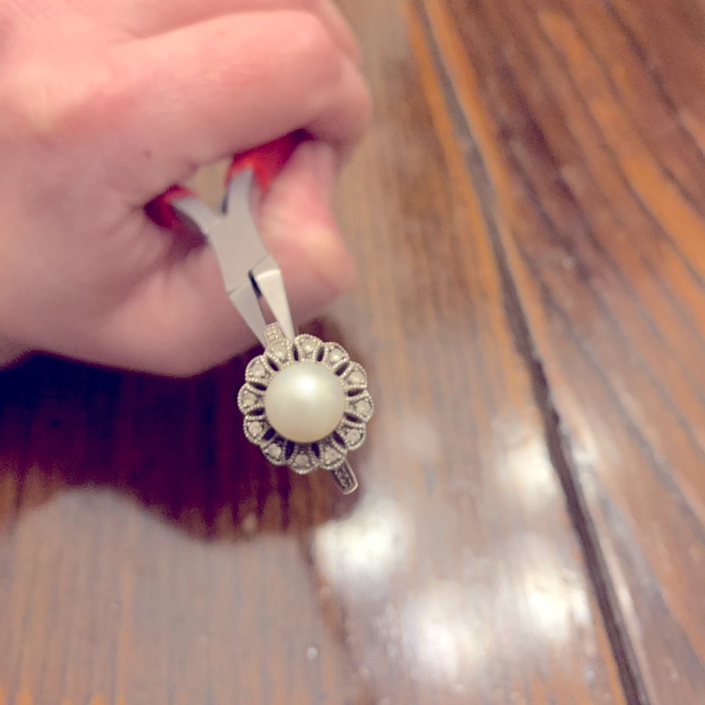 Pearl & Diamond silver ring - Picture 5 of 6